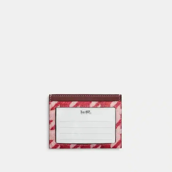 Coach Slim ID Card Case With Houndstooth Pink/Red - NWT - Picture 2 of 3